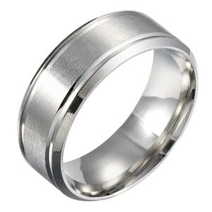 8mm Brushed Stainless Steel Wedding Ring Band Men’s Women’s Unisex